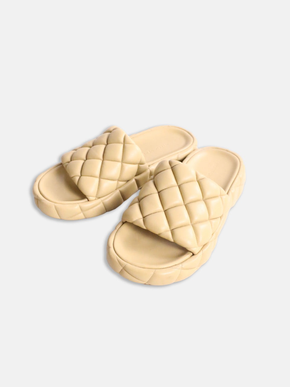BOTTEGA VENETA padded flat sandals beige