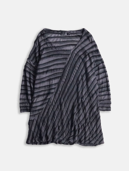 sheer border L/S cutsew black-gray