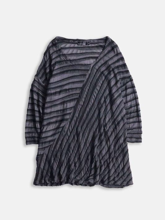 sheer border L/S cutsew black-gray