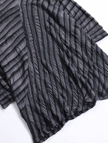 sheer border L/S cutsew black-gray