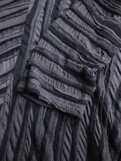 sheer border L/S cutsew black-gray