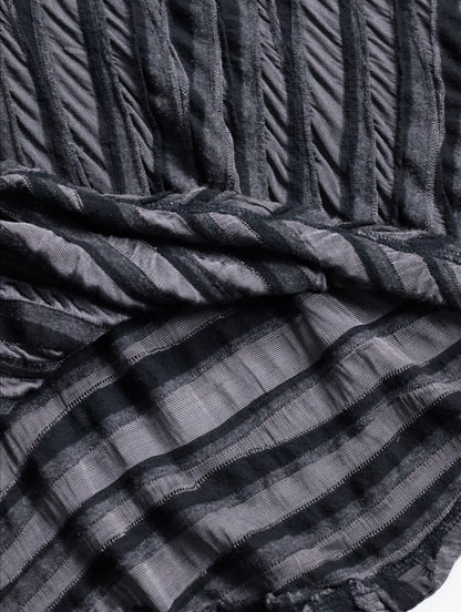 sheer border L/S cutsew black-gray