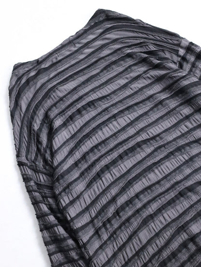 sheer border L/S cutsew black-gray