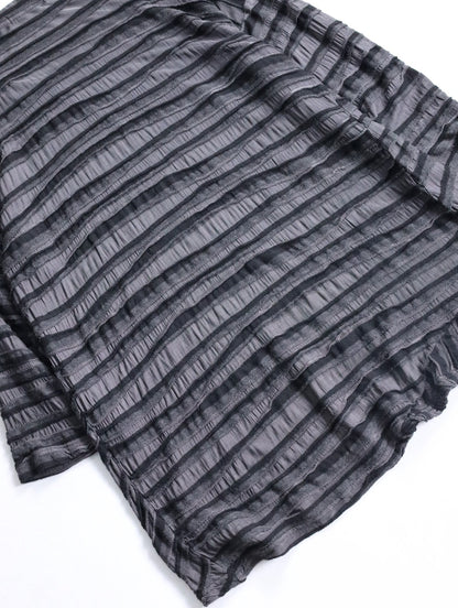 sheer border L/S cutsew black-gray