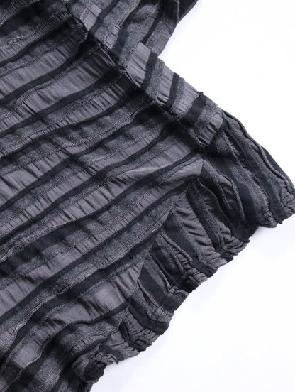sheer border L/S cutsew black-gray