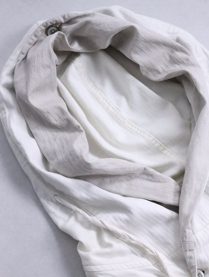 double-breasted hooded cotton jacket white-greige