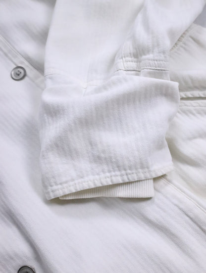 double-breasted hooded cotton jacket white-greige