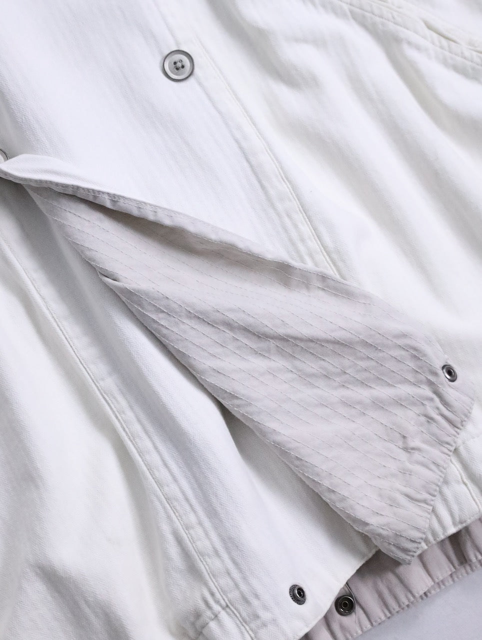 double-breasted hooded cotton jacket white-greige
