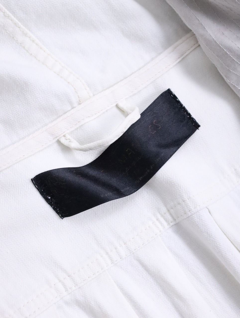 double-breasted hooded cotton jacket white-greige