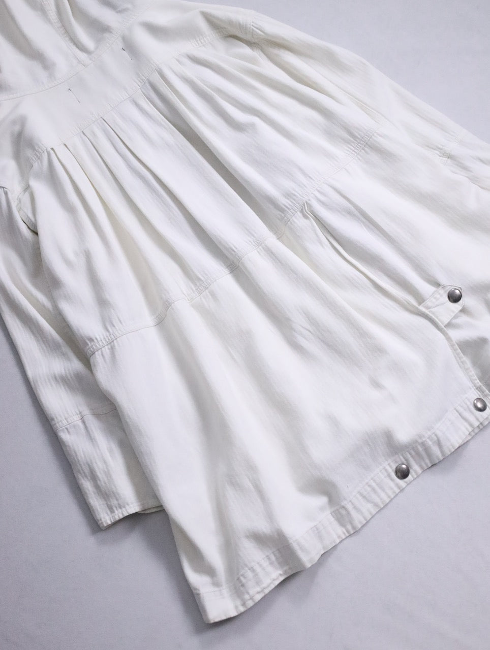 double-breasted hooded cotton jacket white-greige