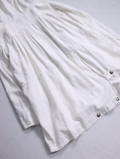 double-breasted hooded cotton jacket white-greige