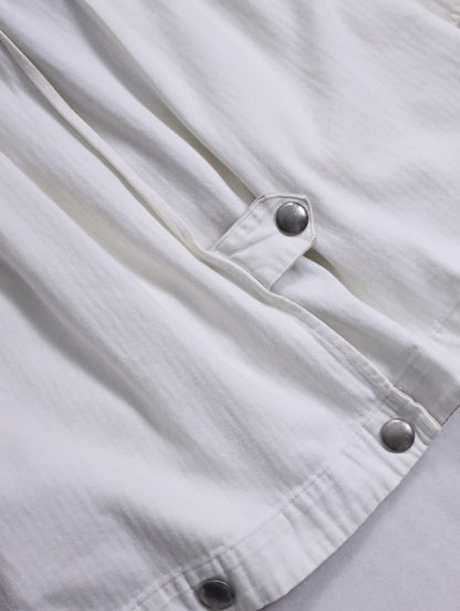double-breasted hooded cotton jacket white-greige
