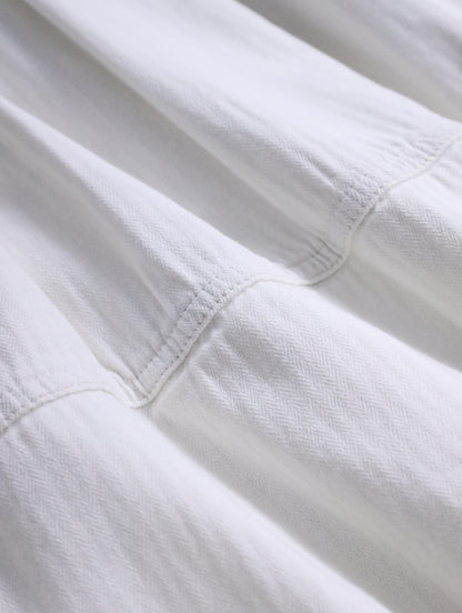 double-breasted hooded cotton jacket white-greige