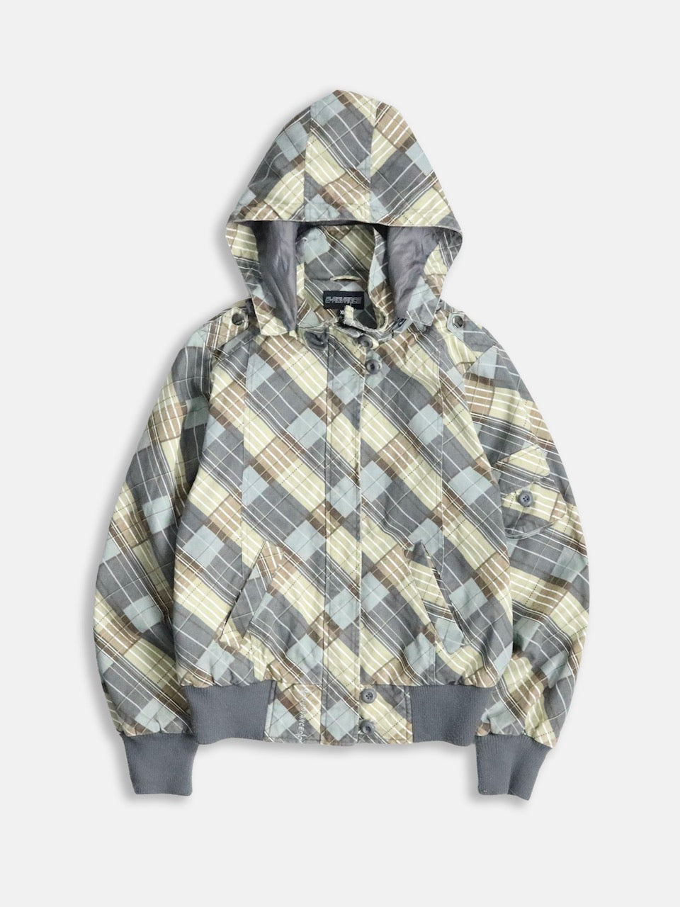 design check cotton hooded jacket multi