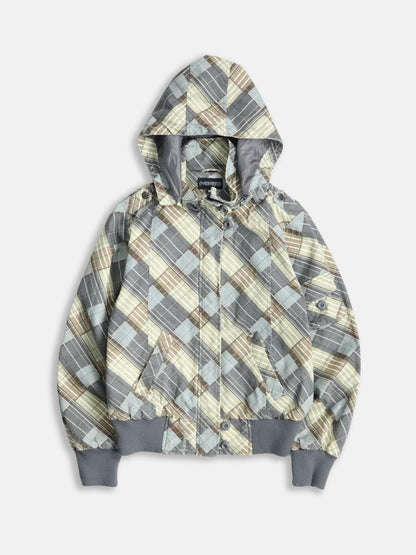 design check cotton hooded jacket multi