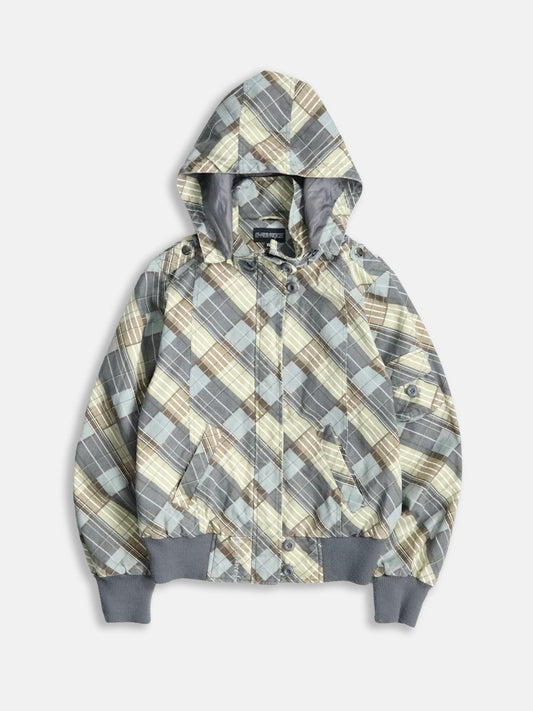 design check cotton hooded jacket multi