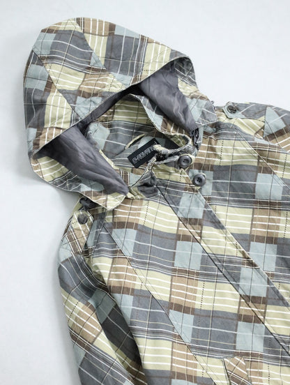 design check cotton hooded jacket multi