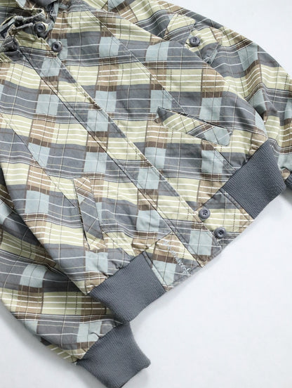 design check cotton hooded jacket multi