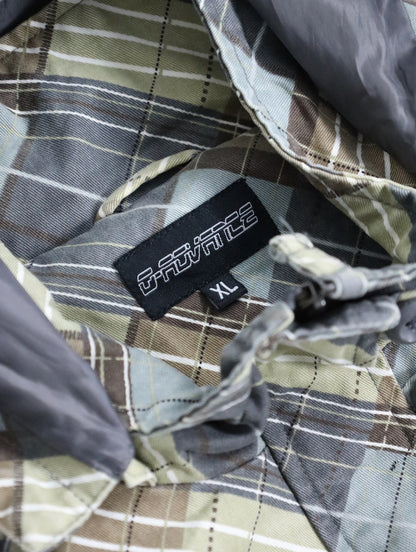 design check cotton hooded jacket multi