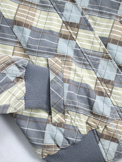 design check cotton hooded jacket multi