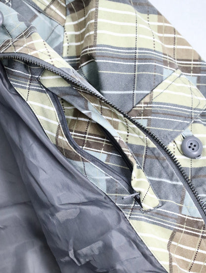 design check cotton hooded jacket multi