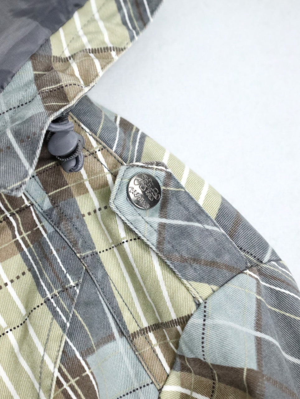 design check cotton hooded jacket multi