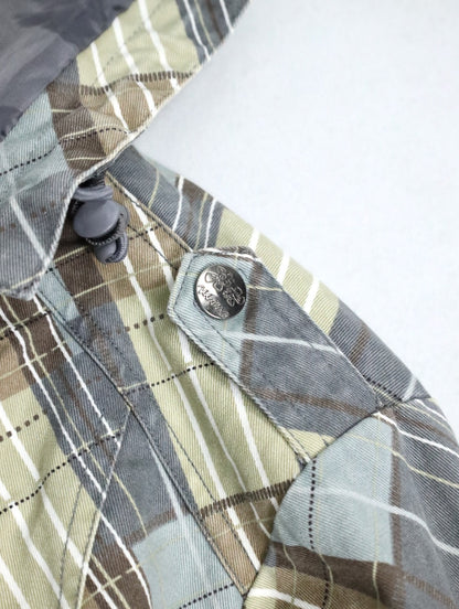 design check cotton hooded jacket multi