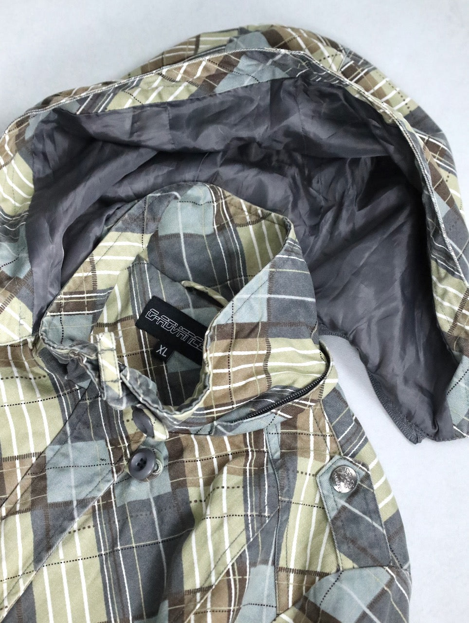 design check cotton hooded jacket multi
