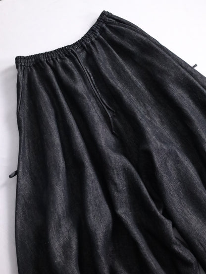 BISHOOL linen baloon hakama pants denimblack