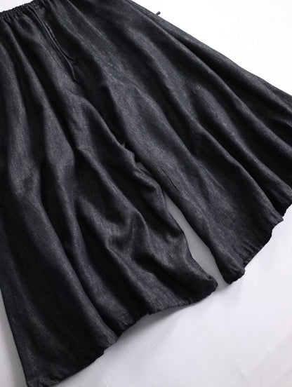 BISHOOL linen baloon hakama pants denimblack