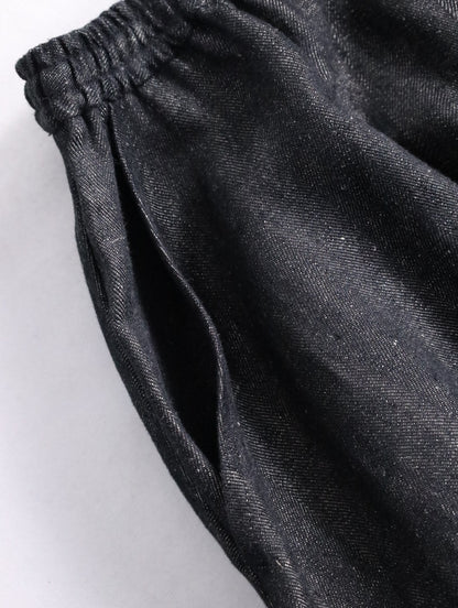BISHOOL linen baloon hakama pants denimblack
