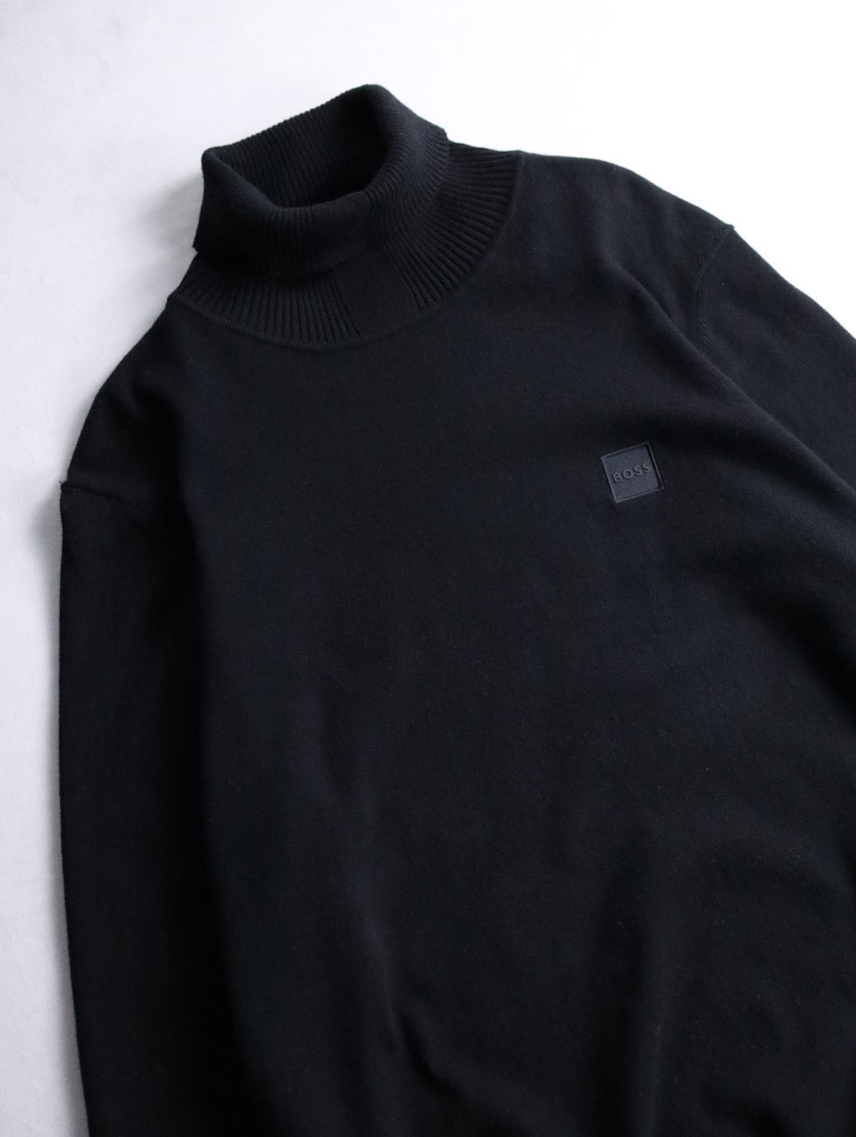 HUGO BOSS hignneck cotton cashmere knit sweater black