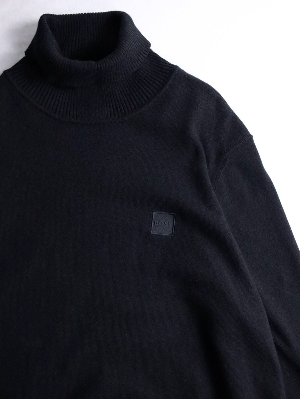 HUGO BOSS hignneck cotton cashmere knit sweater black