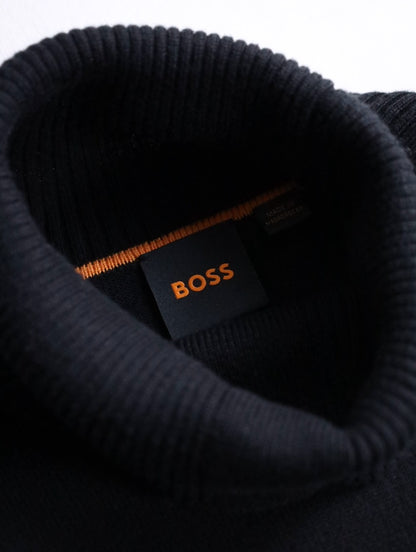 HUGO BOSS hignneck cotton cashmere knit sweater black