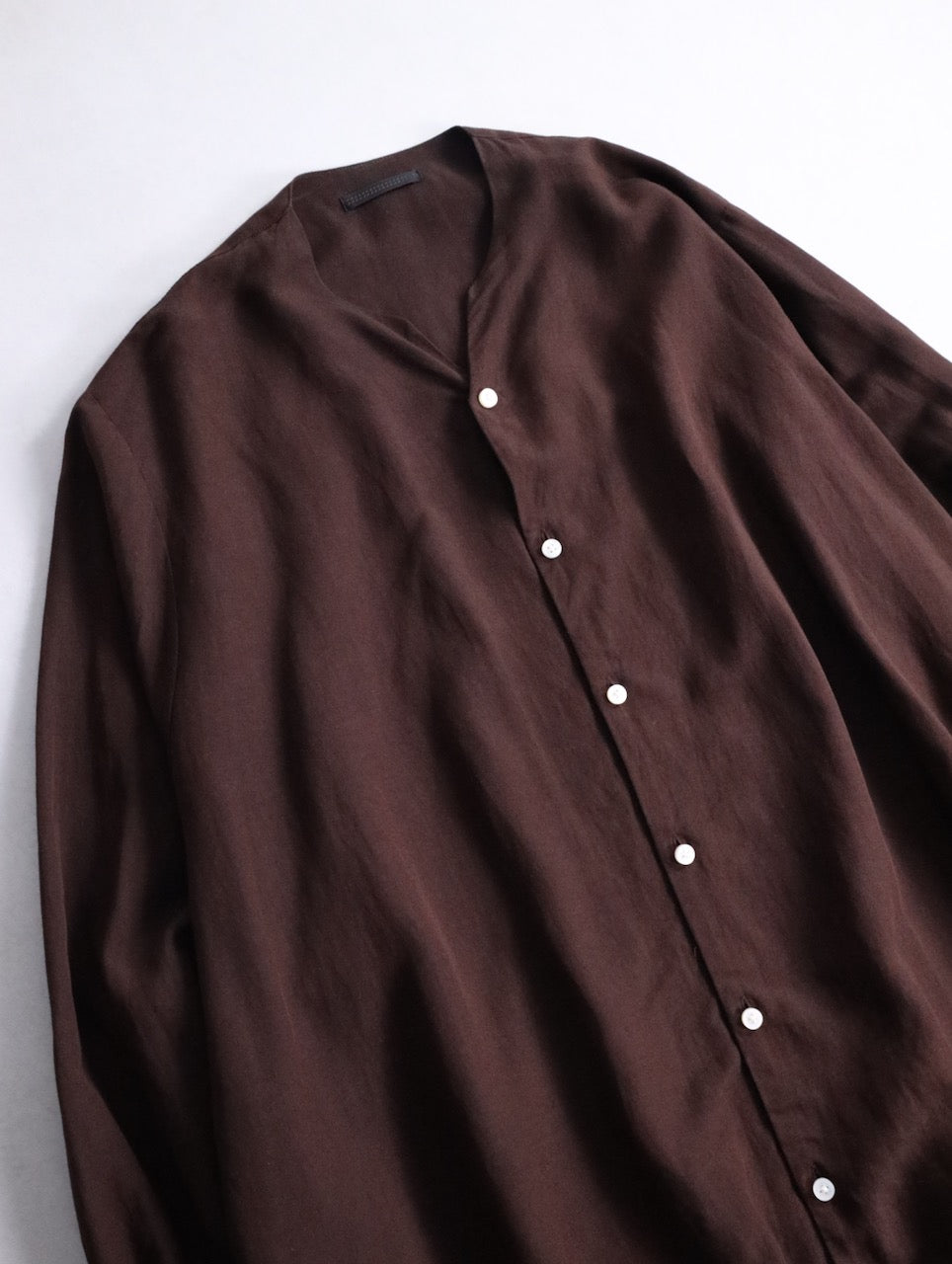 BISHOOL linen rayon shirt darkbrown