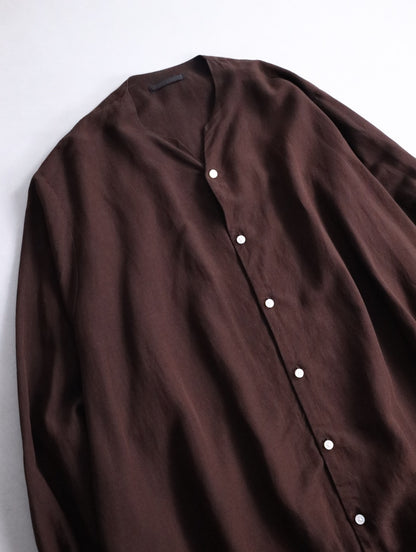 BISHOOL linen rayon shirt darkbrown