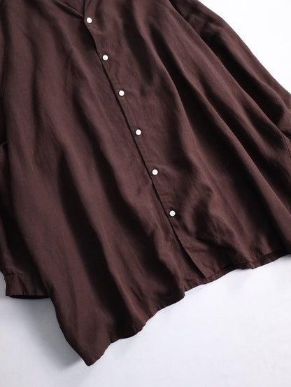 BISHOOL linen rayon shirt darkbrown