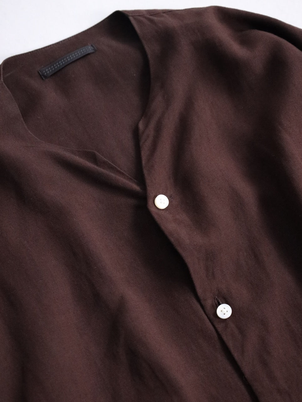 BISHOOL linen rayon shirt darkbrown