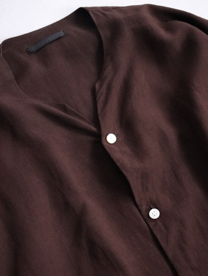 BISHOOL linen rayon shirt darkbrown