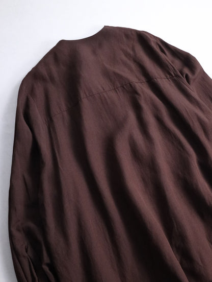 BISHOOL linen rayon shirt darkbrown