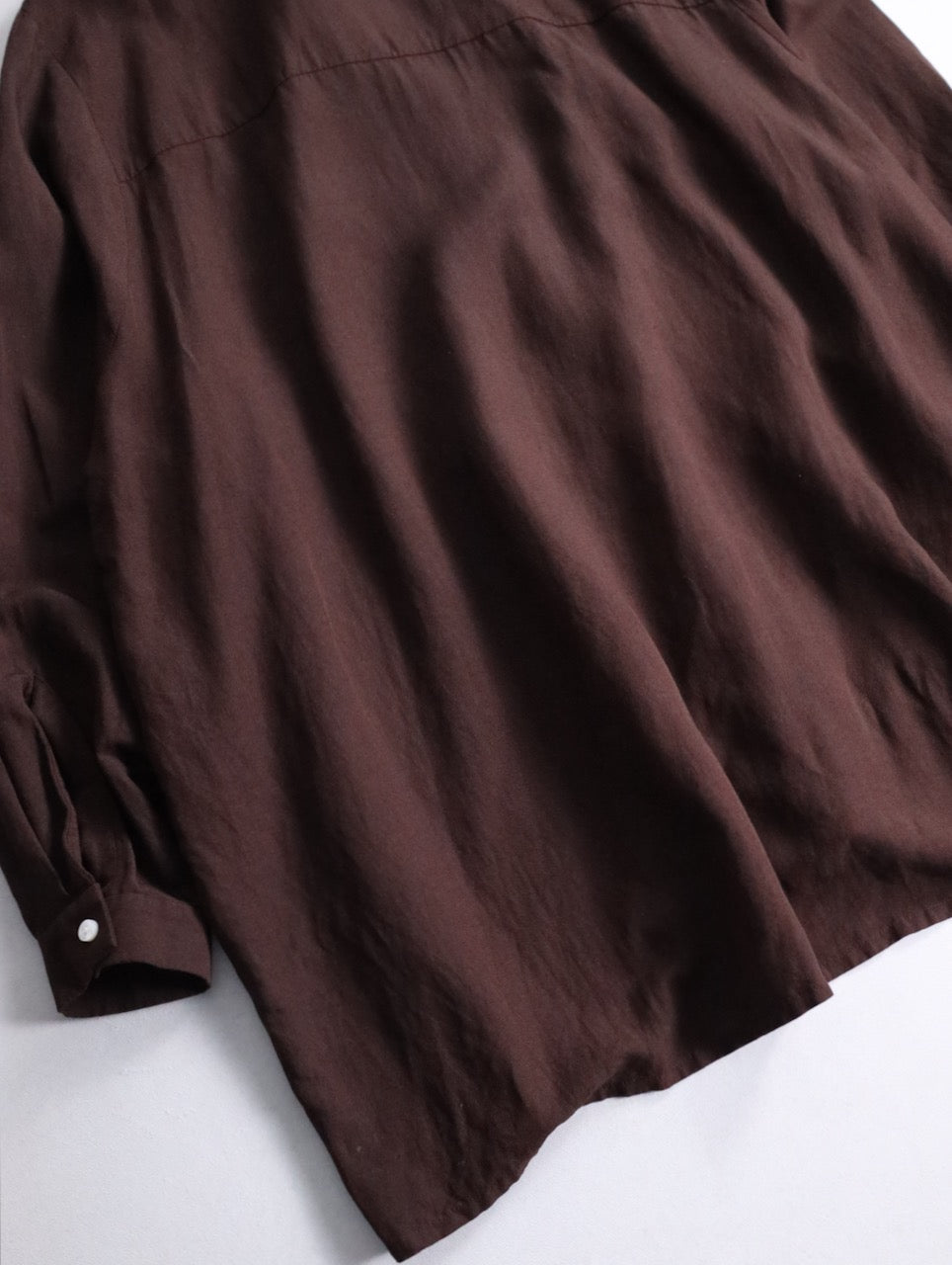 BISHOOL linen rayon shirt darkbrown