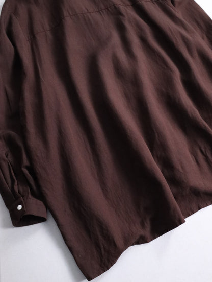 BISHOOL linen rayon shirt darkbrown