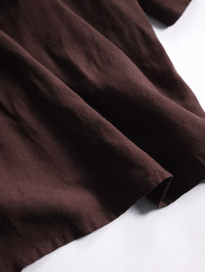 BISHOOL linen rayon shirt darkbrown