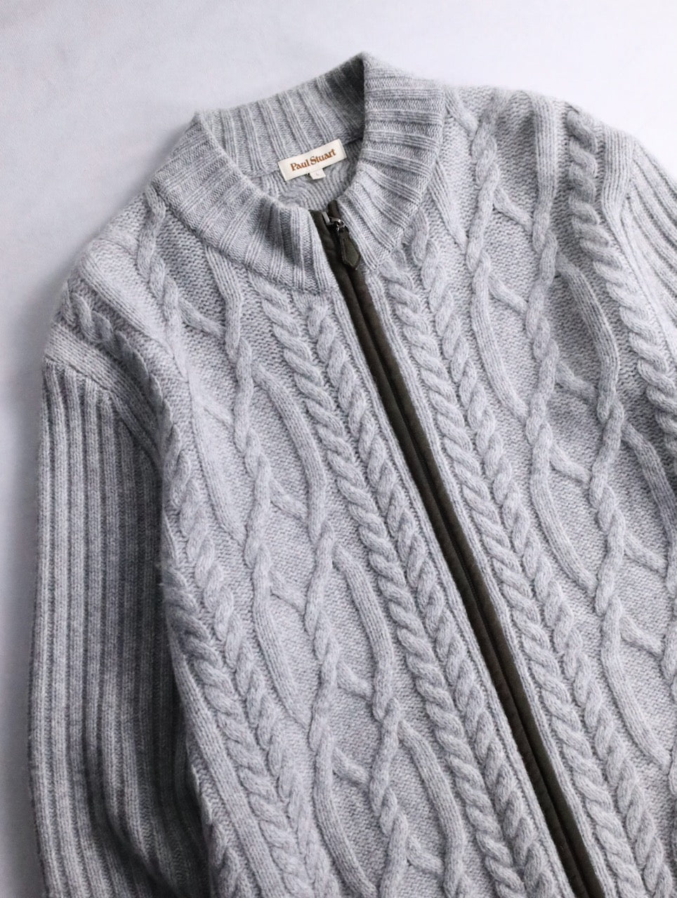 Paul Stuart cotton cashmere cable drivers knit rightgray