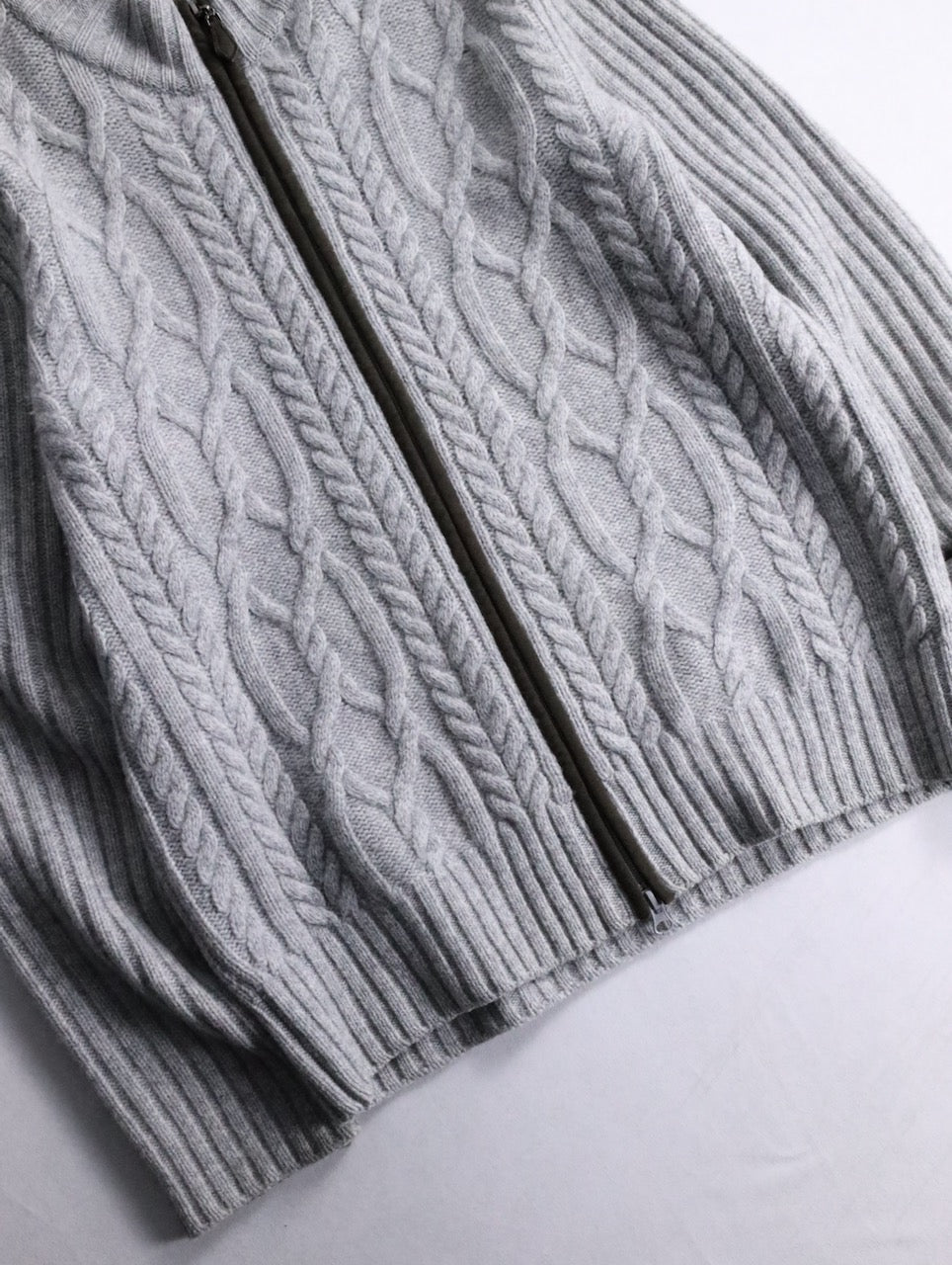 Paul Stuart cotton cashmere cable drivers knit rightgray