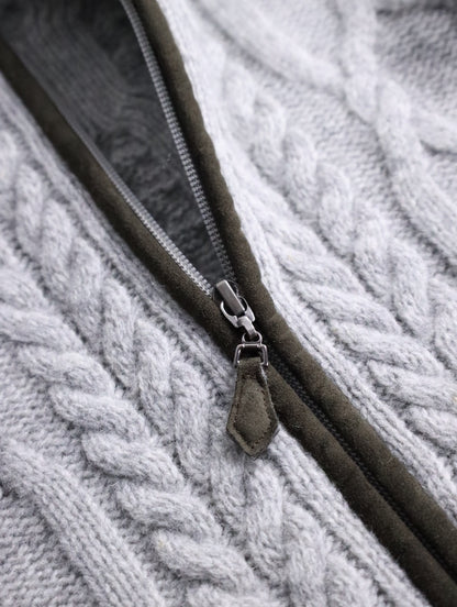 Paul Stuart cotton cashmere cable drivers knit rightgray