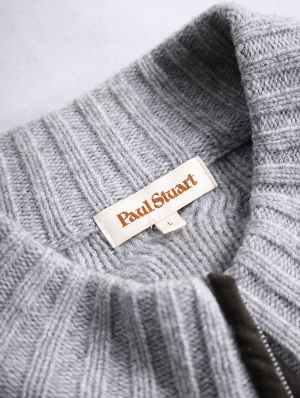 Paul Stuart cotton cashmere cable drivers knit rightgray