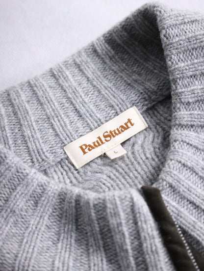 Paul Stuart cotton cashmere cable drivers knit rightgray