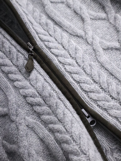 Paul Stuart cotton cashmere cable drivers knit rightgray