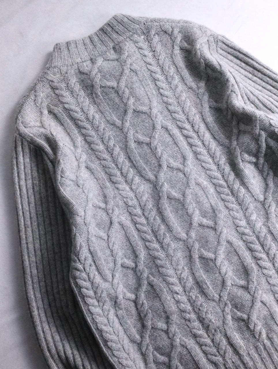 Paul Stuart cotton cashmere cable drivers knit rightgray